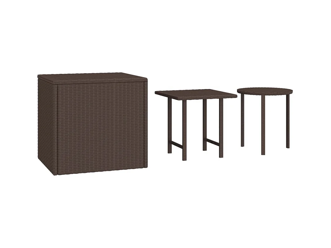 Tables d'appoint de jardin 3 pièces marron résine tressée