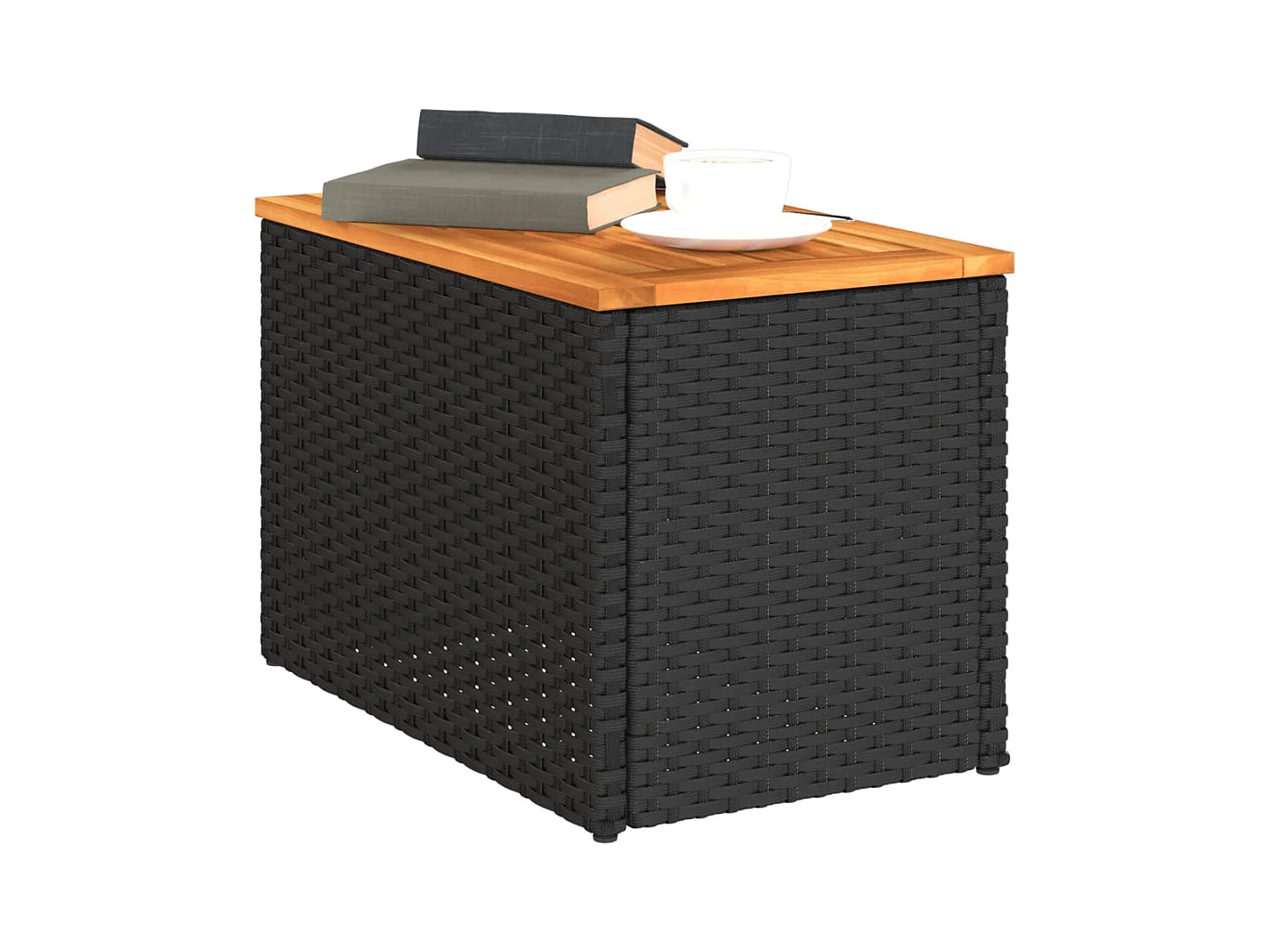 Tables d'appoint jardin 2pièces noir 55x34x37 cm rotin bois massif