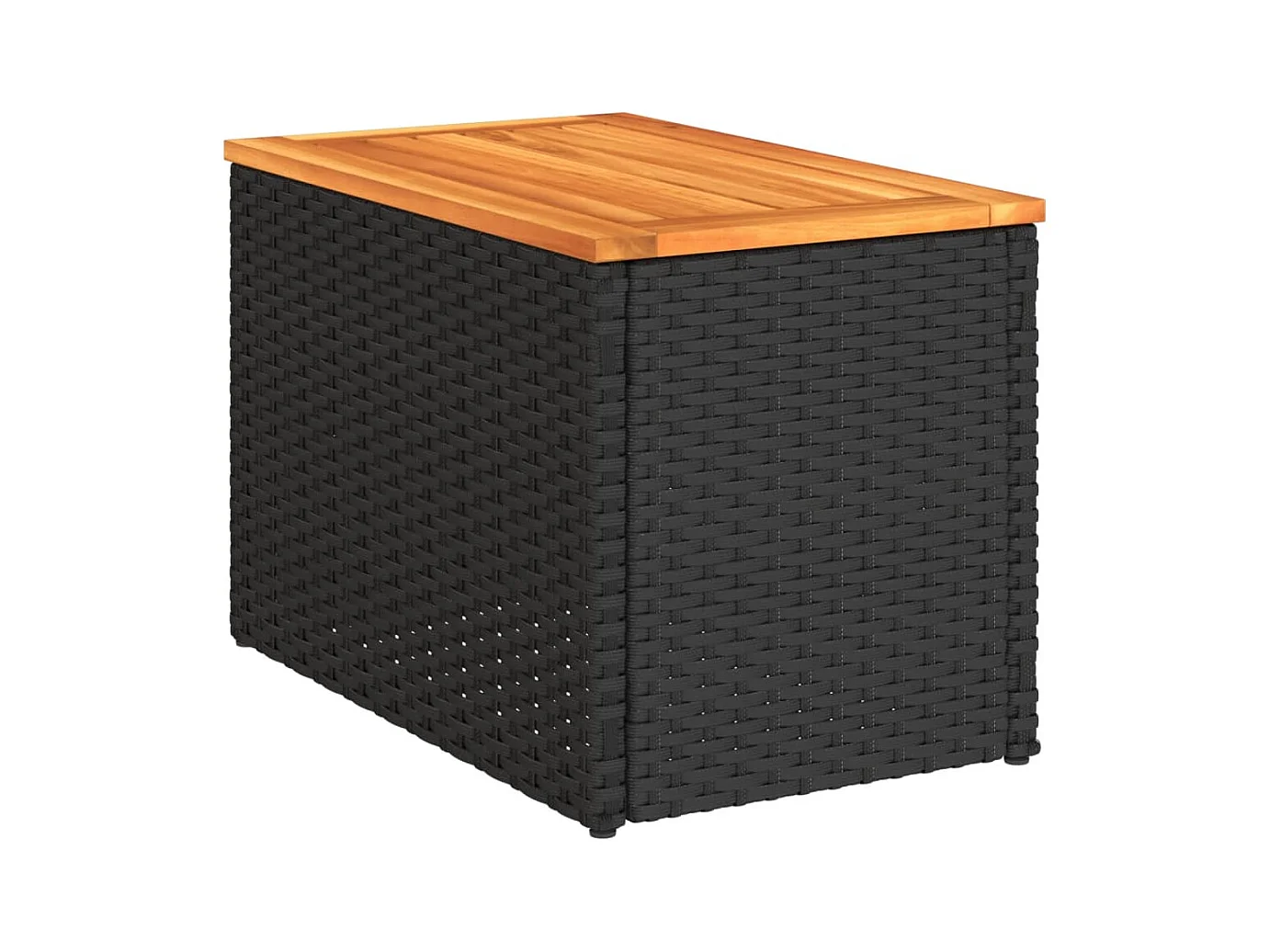 Tables d'appoint jardin 2pièces noir 55x34x37 cm rotin bois massif