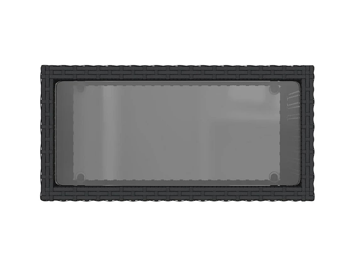 Table d'appoint de jardin avec dessus en verre noir rotin