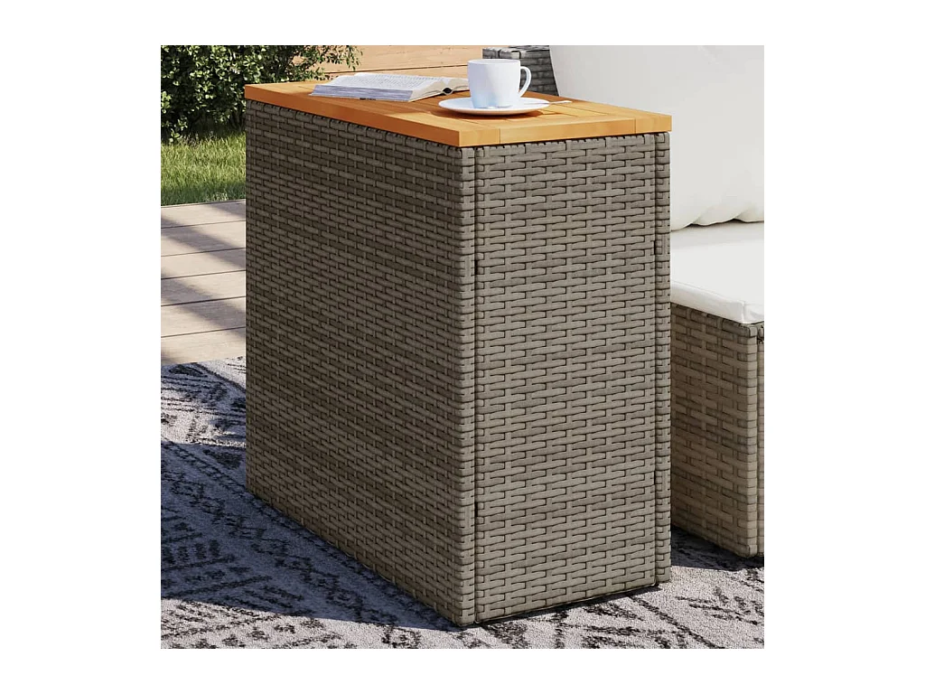 Table d'appoint de jardin dessus en bois gris 58x27,5x55 cm