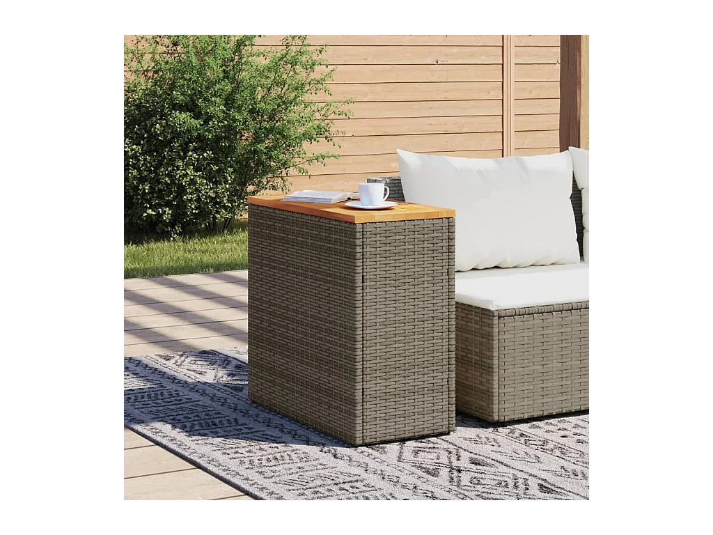 Table d'appoint de jardin dessus en bois gris 58x27,5x55 cm