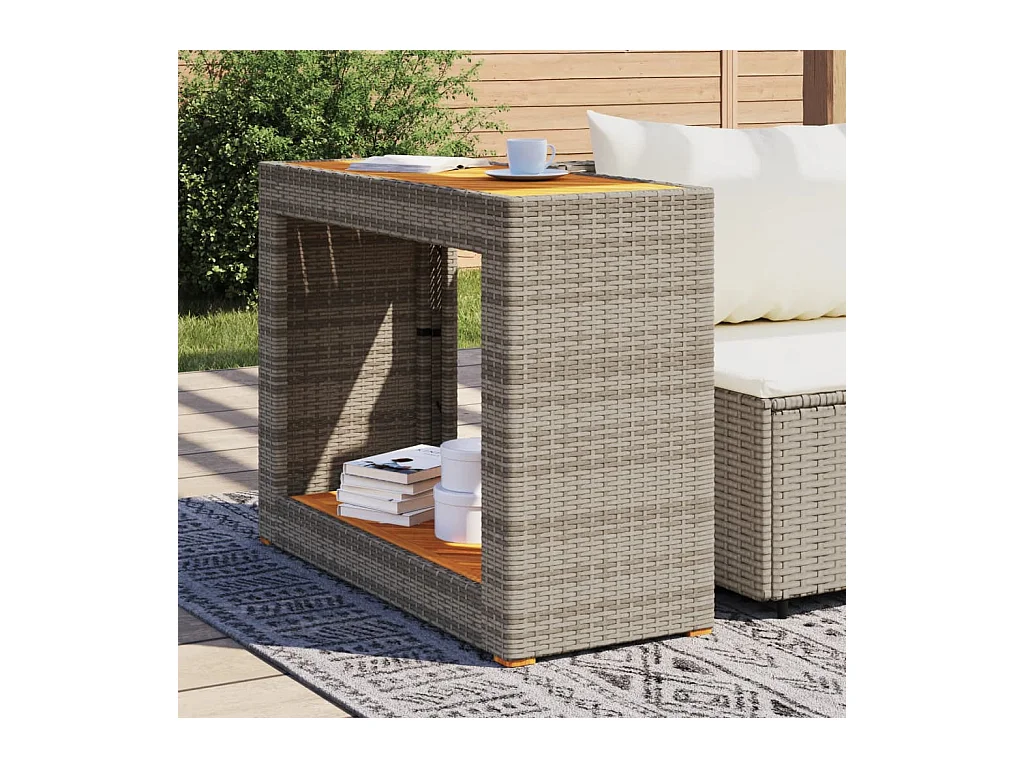 Table d'appoint de jardin dessus en bois gris 100x40x75 cm