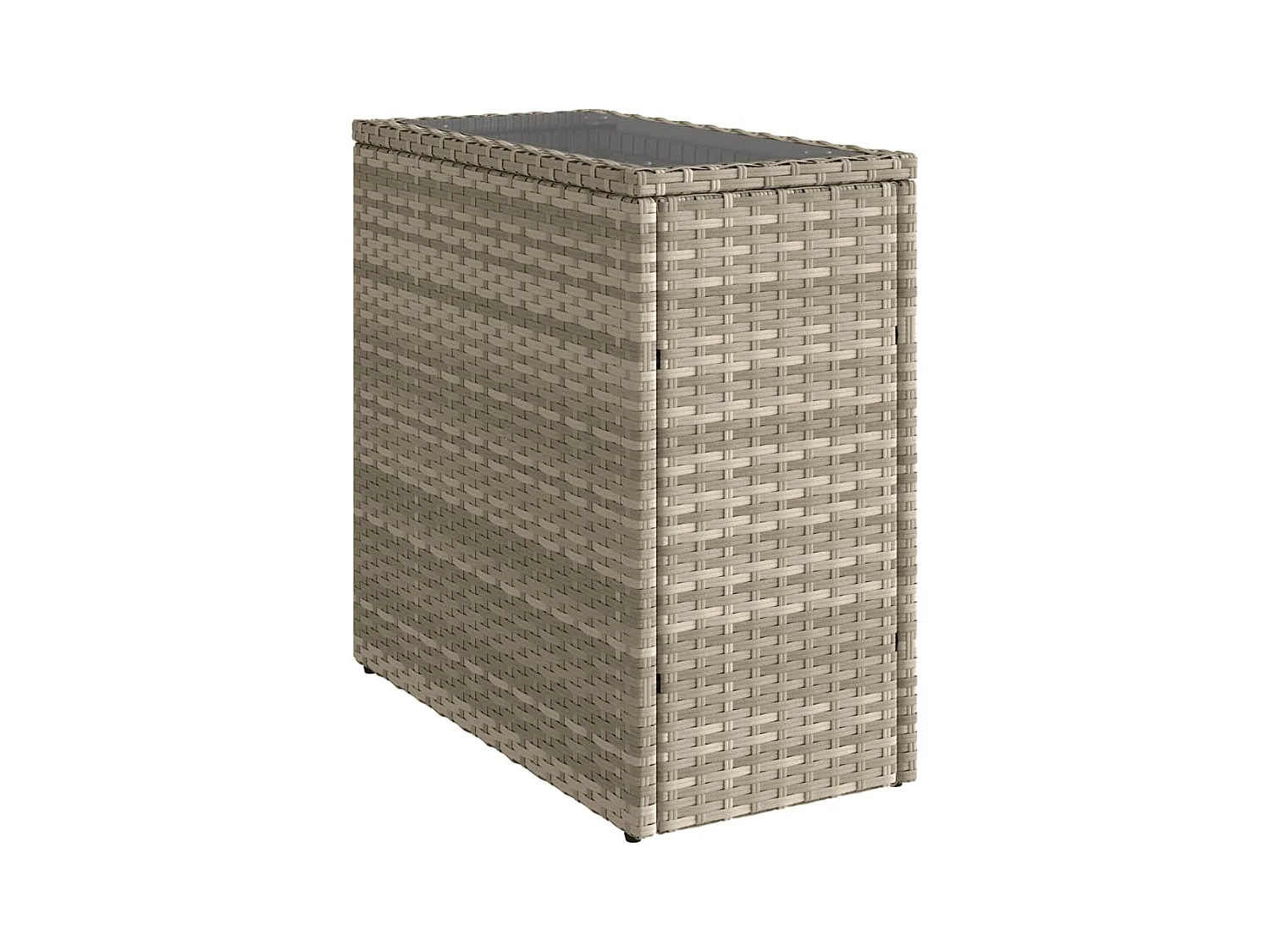 Table d'appoint de jardin avec dessus en verre gris clair rotin