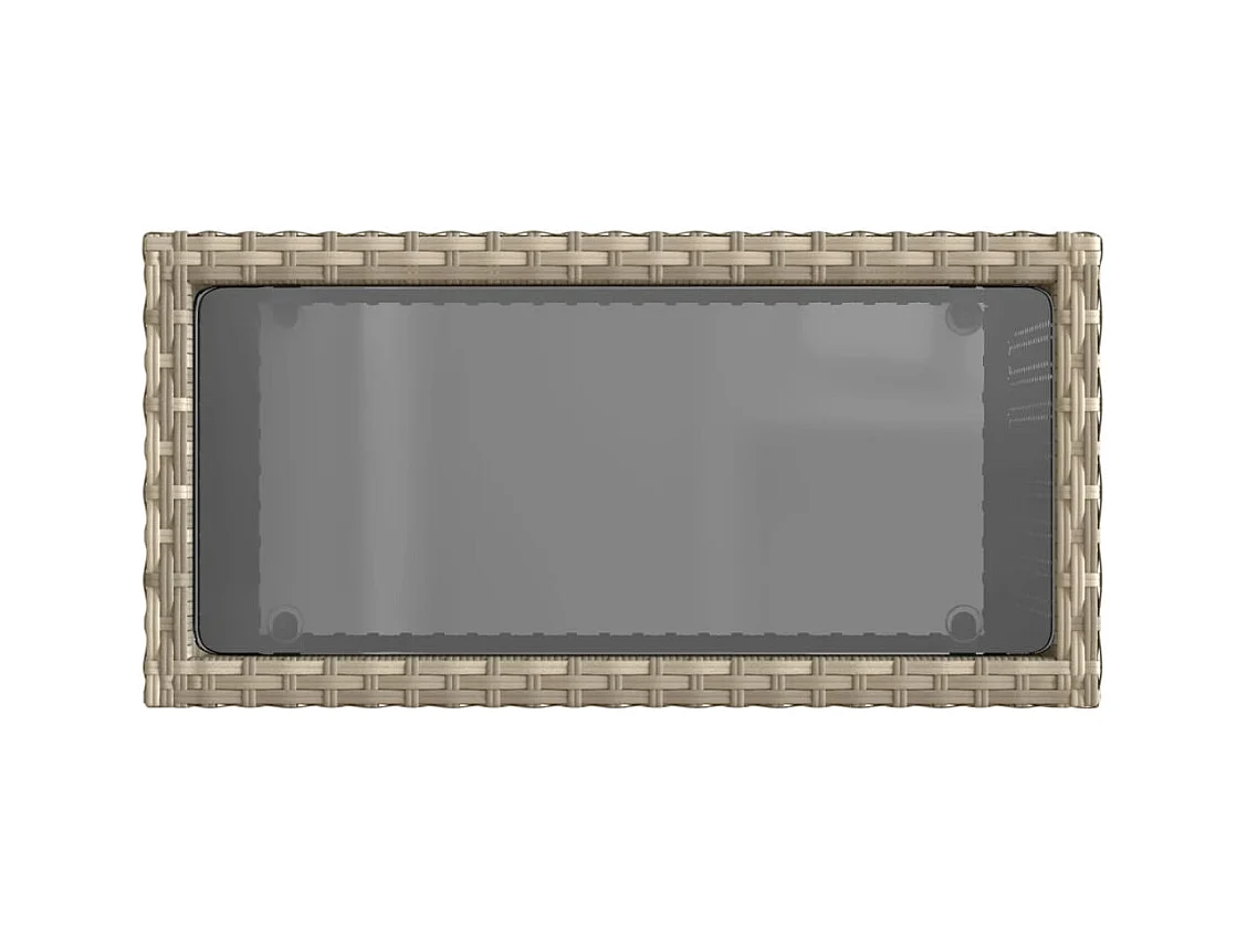 Table d'appoint de jardin avec dessus en verre gris clair rotin