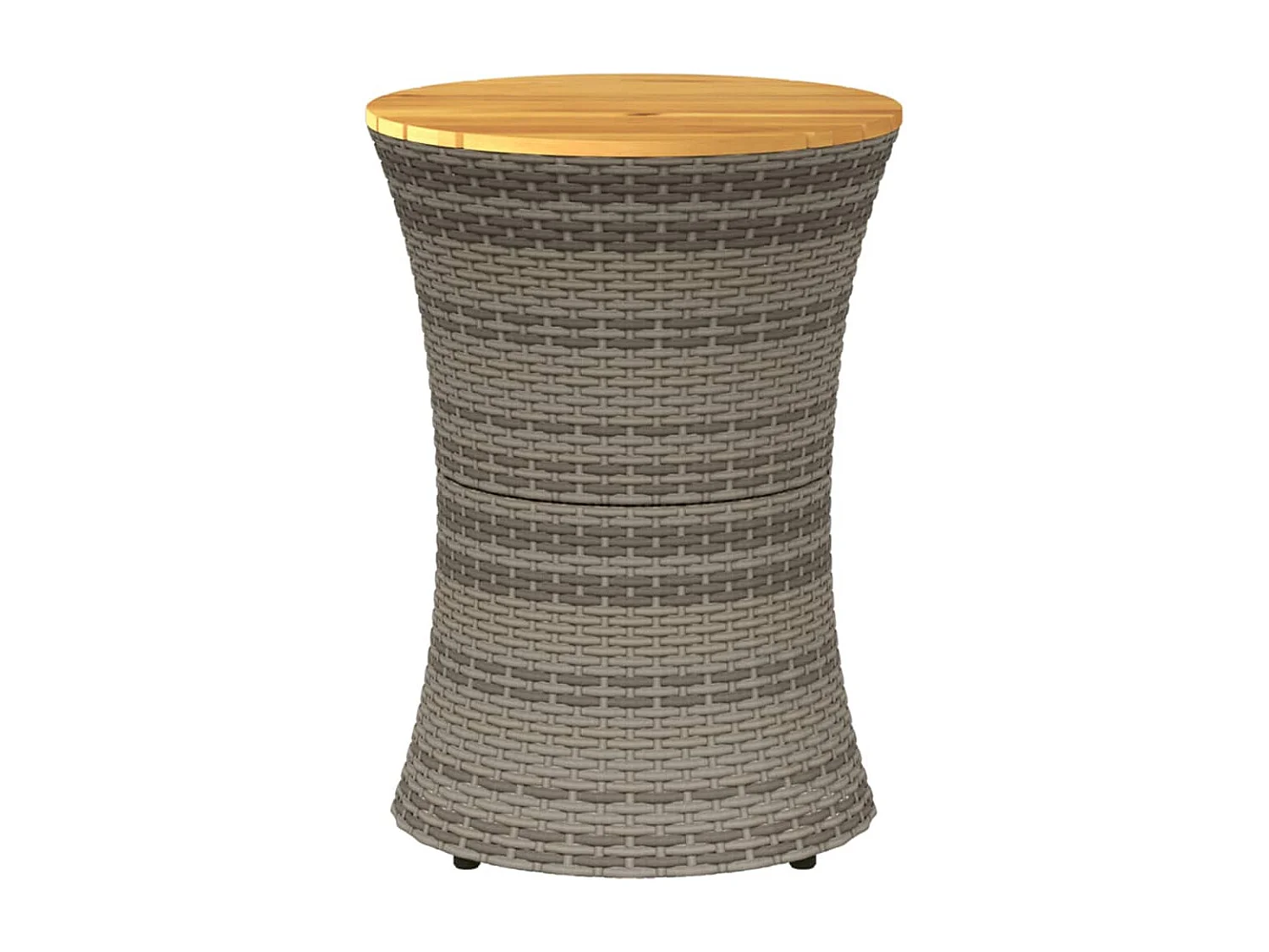 Mesa de jardín en forma de tambor ratán sintético y madera gris
