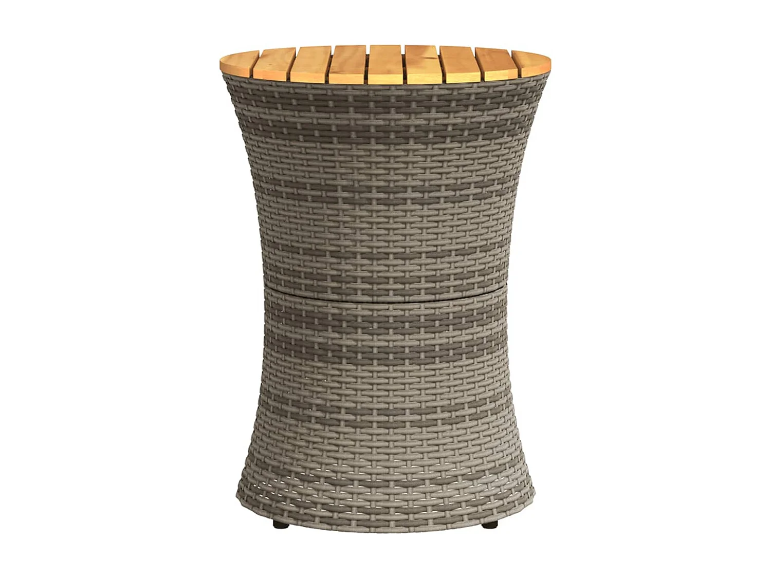 Mesa de jardín en forma de tambor ratán sintético y madera gris