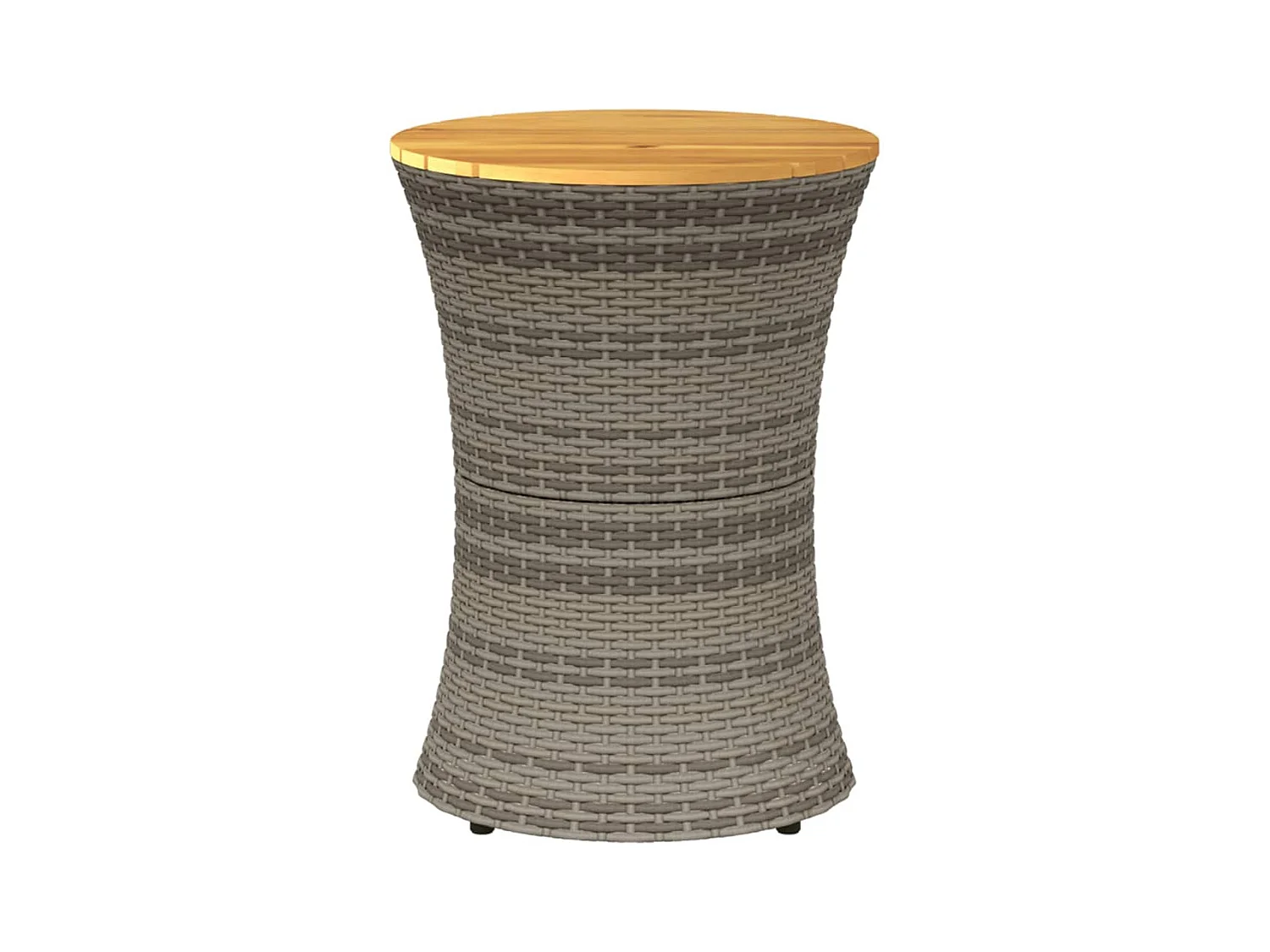 Table d'appoint de jardin forme tambour gris rotin bois massif