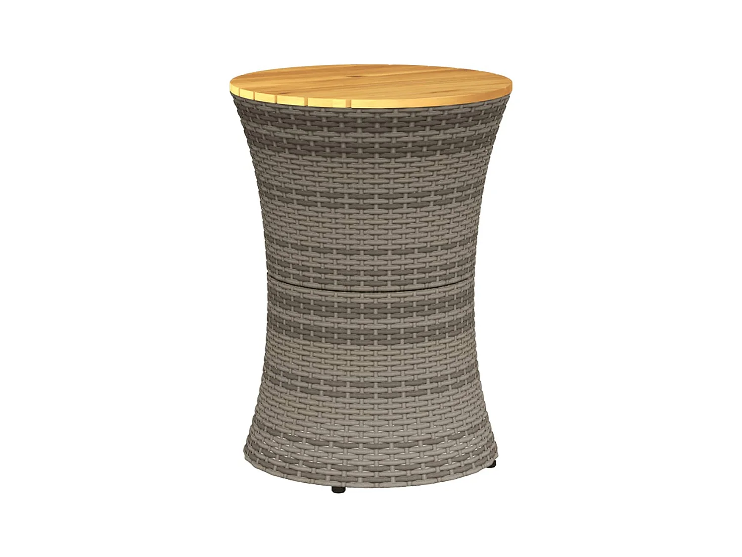 Table d'appoint de jardin forme tambour gris rotin bois massif