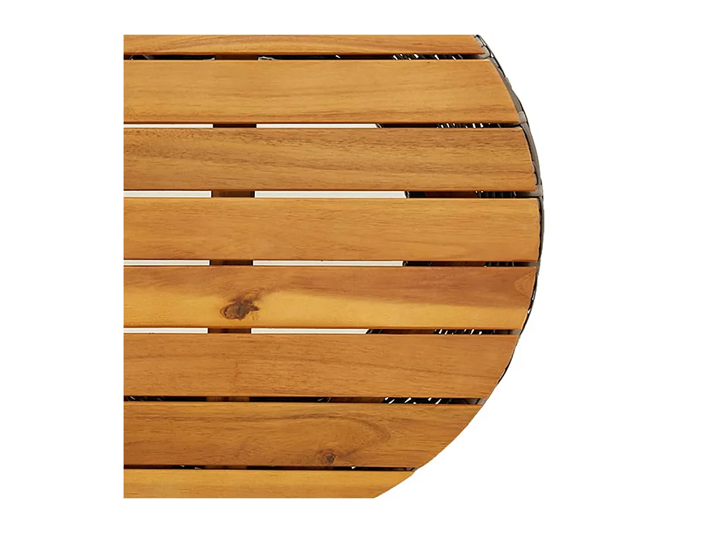 Table d'appoint de jardin forme tambour gris rotin bois massif