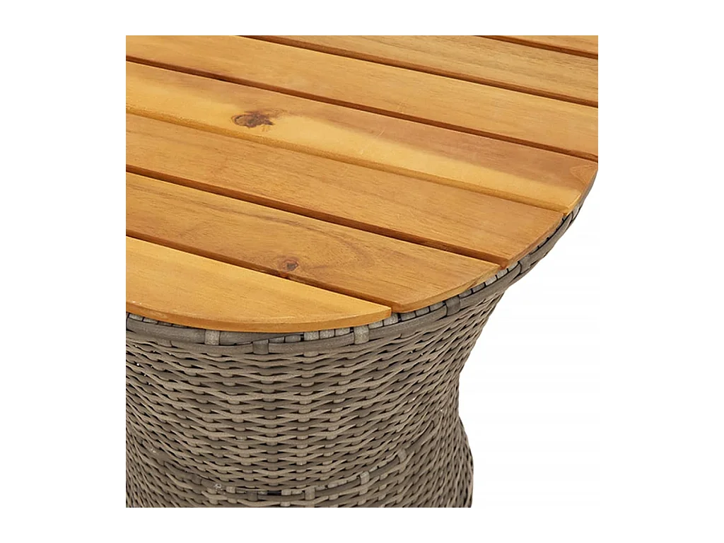 Table d'appoint de jardin forme tambour gris rotin bois massif