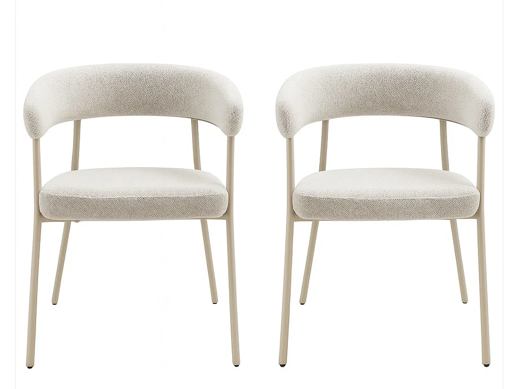 Lot de 2 fauteuils de table TRIVIO en tissu et métal-Beige