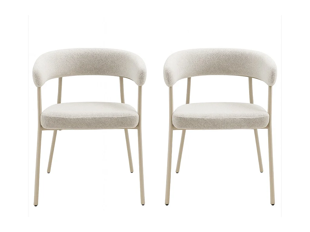 Lot de 2 fauteuils de table TRIVIO en tissu et métal-Beige