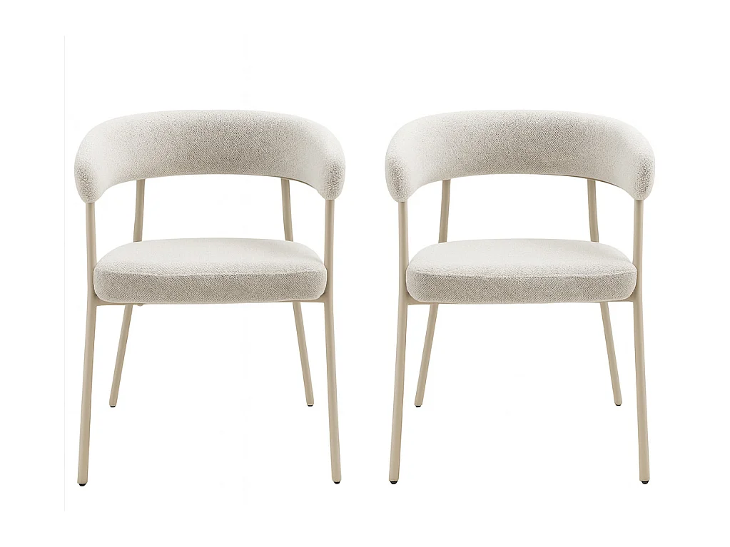 Lot de 2 fauteuils de table TRIVIO en tissu et métal-Beige