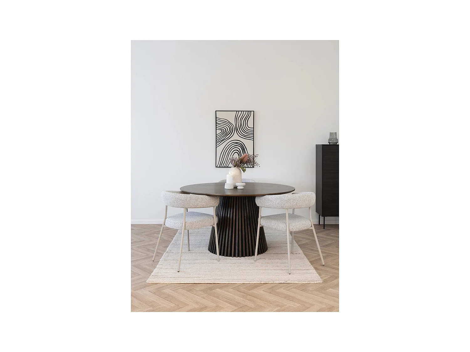 Lot de 2 fauteuils de table TRIVIO en tissu et métal-Beige