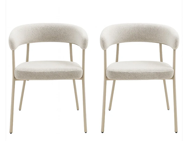 Lot de 2 fauteuils de table TRIVIO en tissu et métal-Beige