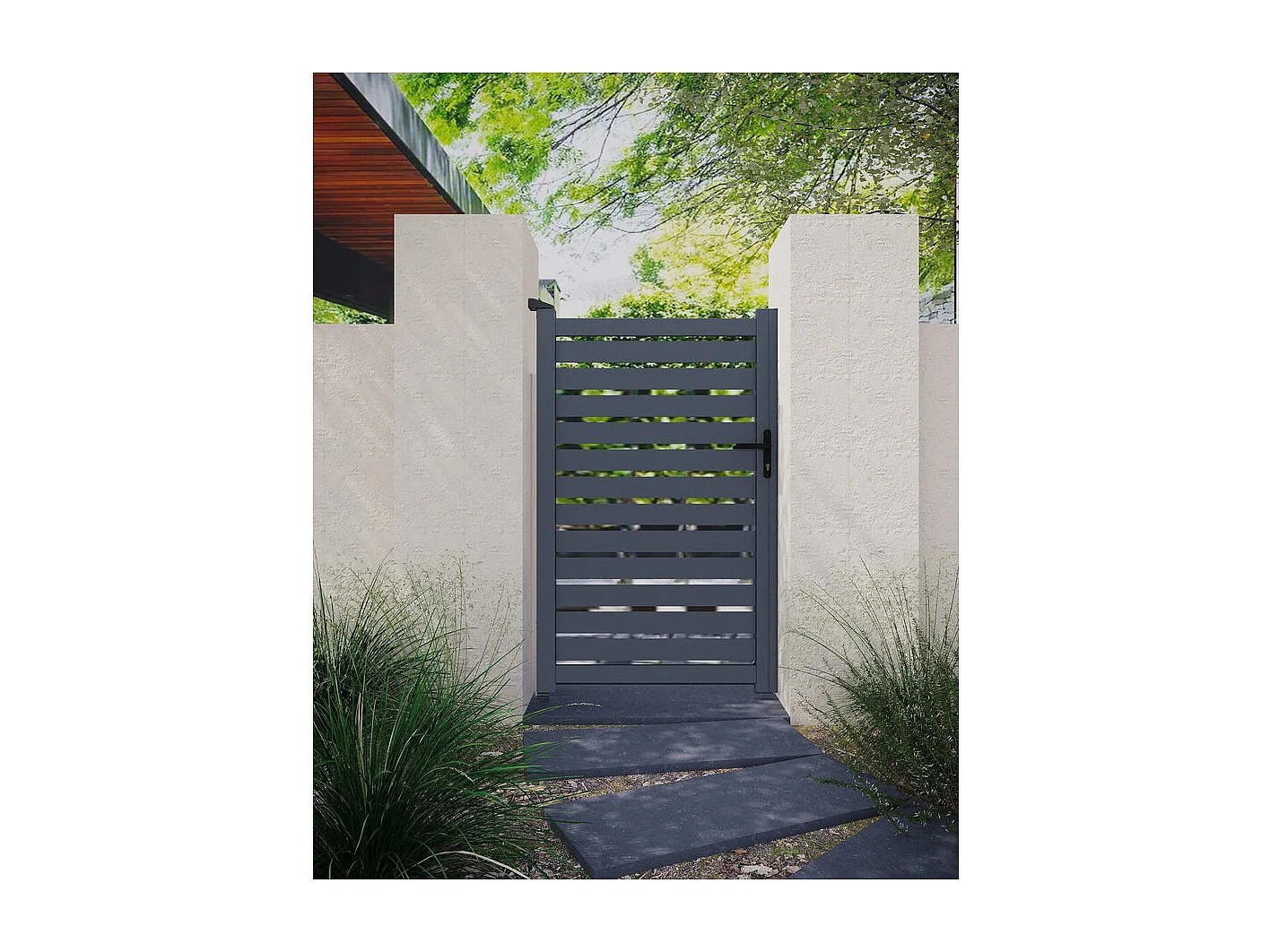 Furtka Aluminium Półprzeźroczysta "Matthieu" Szara 100 x 140 cm - Otwierane na Zawiasach