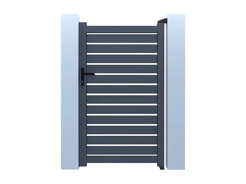 Portão em alumínio semi-aberto "Matthieu" - 100 x 180 cm - Cinza