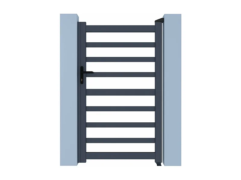 Portillon aluminium ajouré "Marius" - 100 x 180 cm - Gris