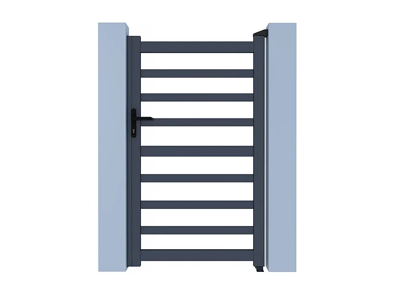 Portillon aluminium ajouré "Marius" - 100 x 180 cm - Gris