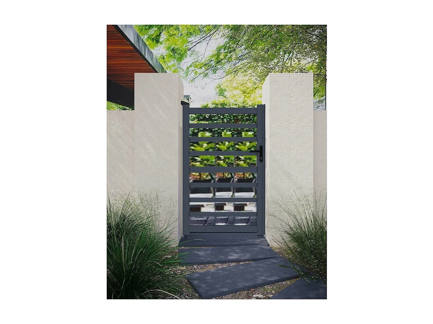 Gittertor aus Aluminium "Marius" Grau 100 x 140 cm - Modernes und Robustes Design