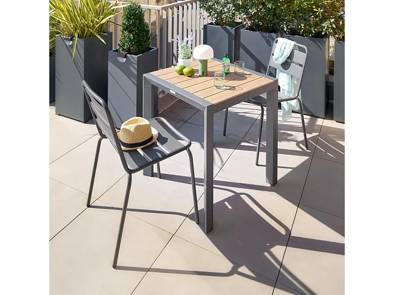 Table fixe carrée 2p Evasion honey/graphite Hespéride