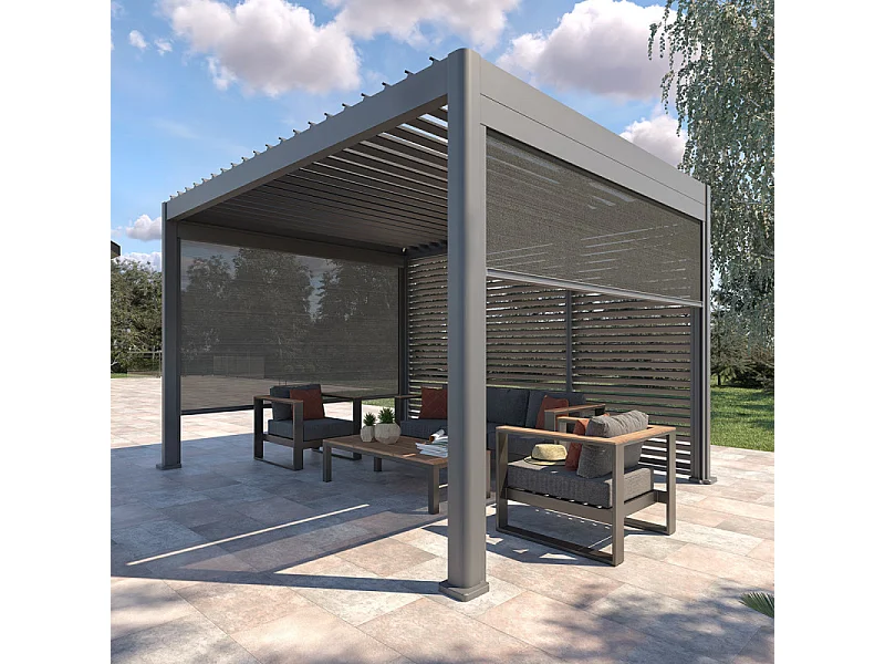 Pergola bioclimatique manuelle 4x3 m Evora graphite Hespéride