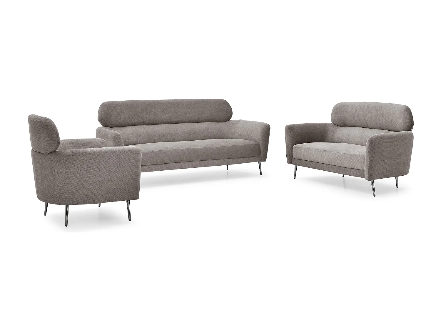 Fauteuil moderne avec haut dossier Damigal Tissu doux Gris taupe