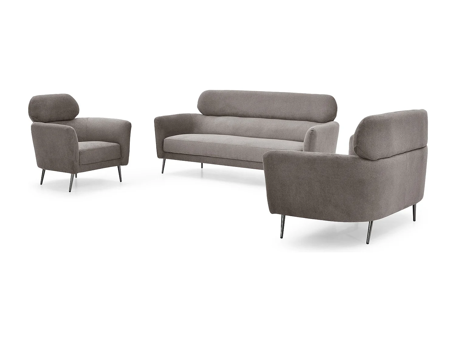 Fauteuil moderne avec haut dossier Damigal Tissu doux Gris taupe