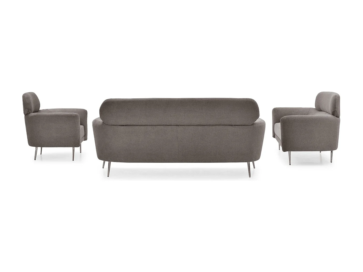 Fauteuil moderne avec haut dossier Damigal Tissu doux Gris taupe