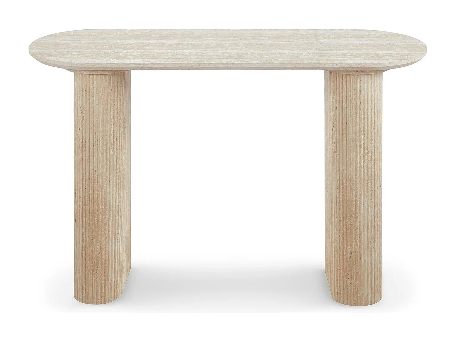 Console moderne 40x120cm avec pieds style colonnes Gwendoline Effet travertin Beige