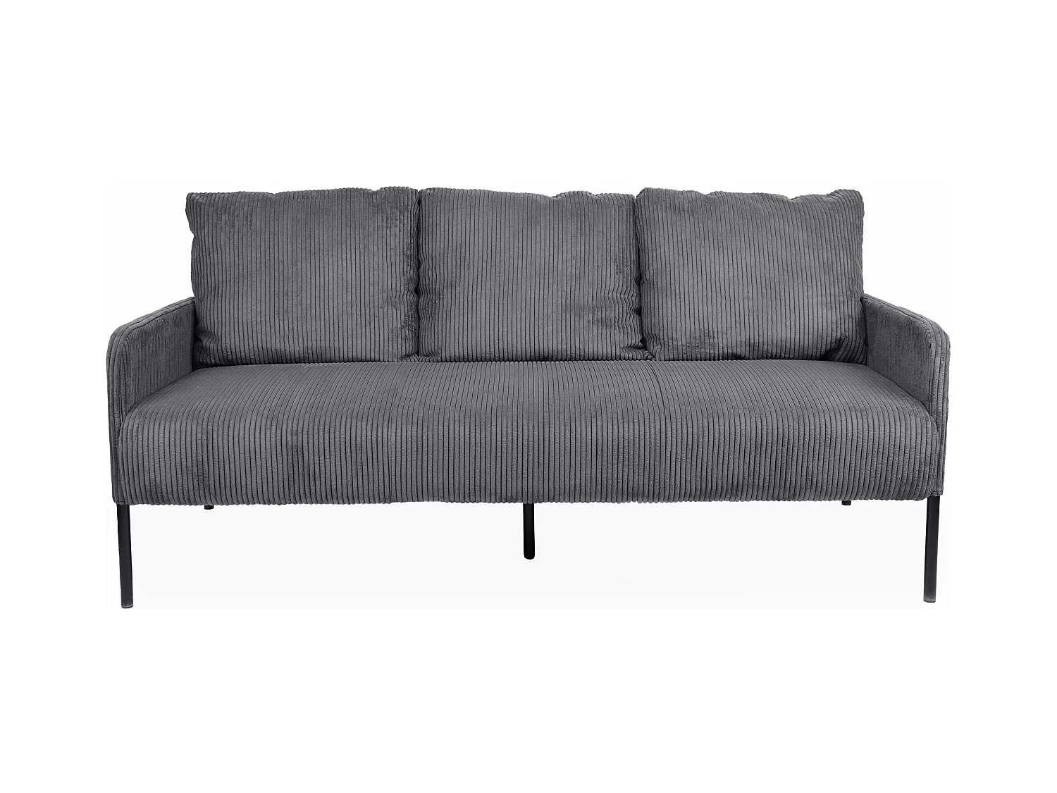 Divano a 3 Posti in Velluto a Coste Grigio Scuro Manuelo Safia Moderno ed Elegante