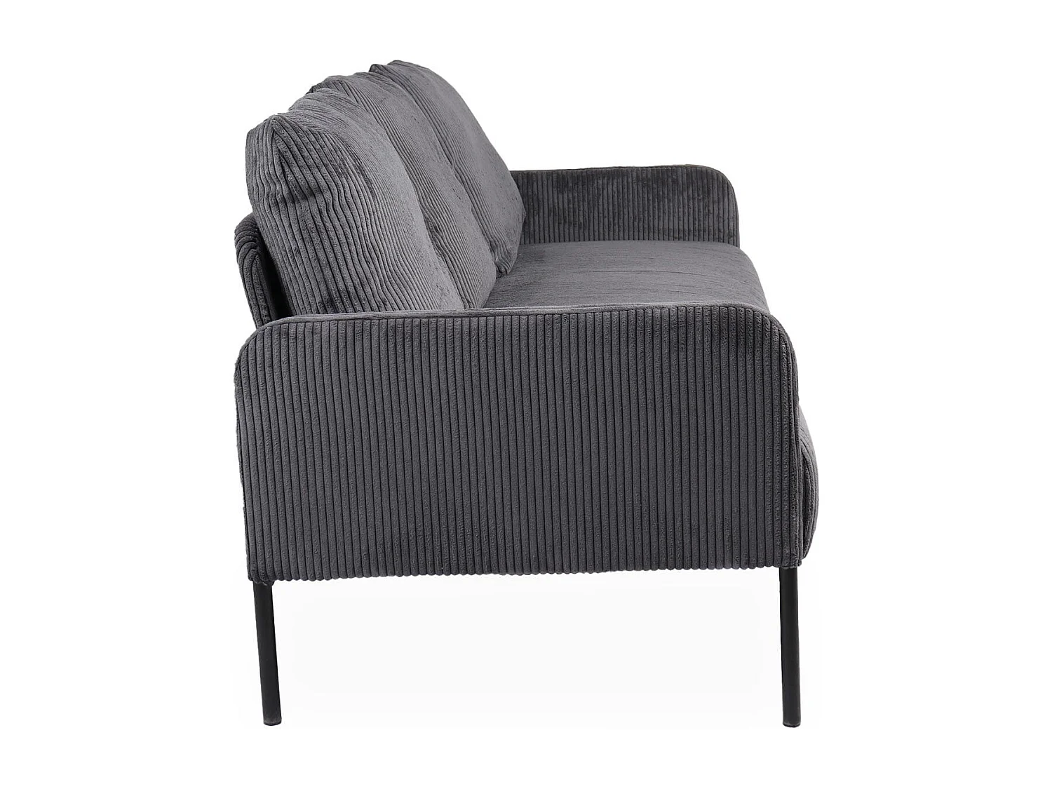 Divano a 3 Posti in Velluto a Coste Grigio Scuro Manuelo Safia Moderno ed Elegante