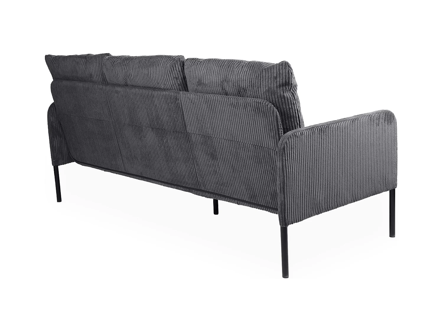 Divano a 3 Posti in Velluto a Coste Grigio Scuro Manuelo Safia Moderno ed Elegante