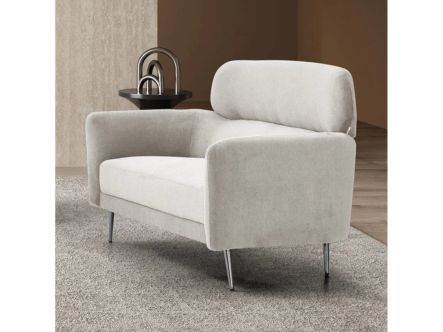 Moderne Damigal Zweisitzer-Sofa aus weichem Stoff in Beige 142cm