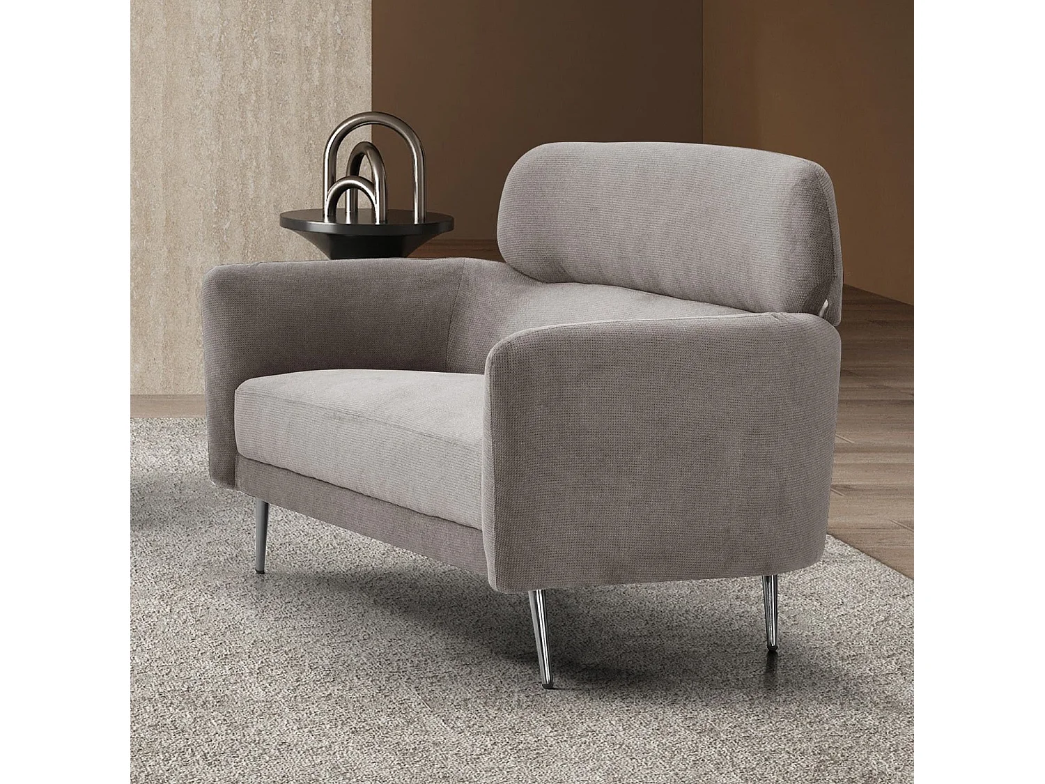 Divano 2 posti moderno Damigal in Tessuto Grigio Talpa Confortevole ed Elegante