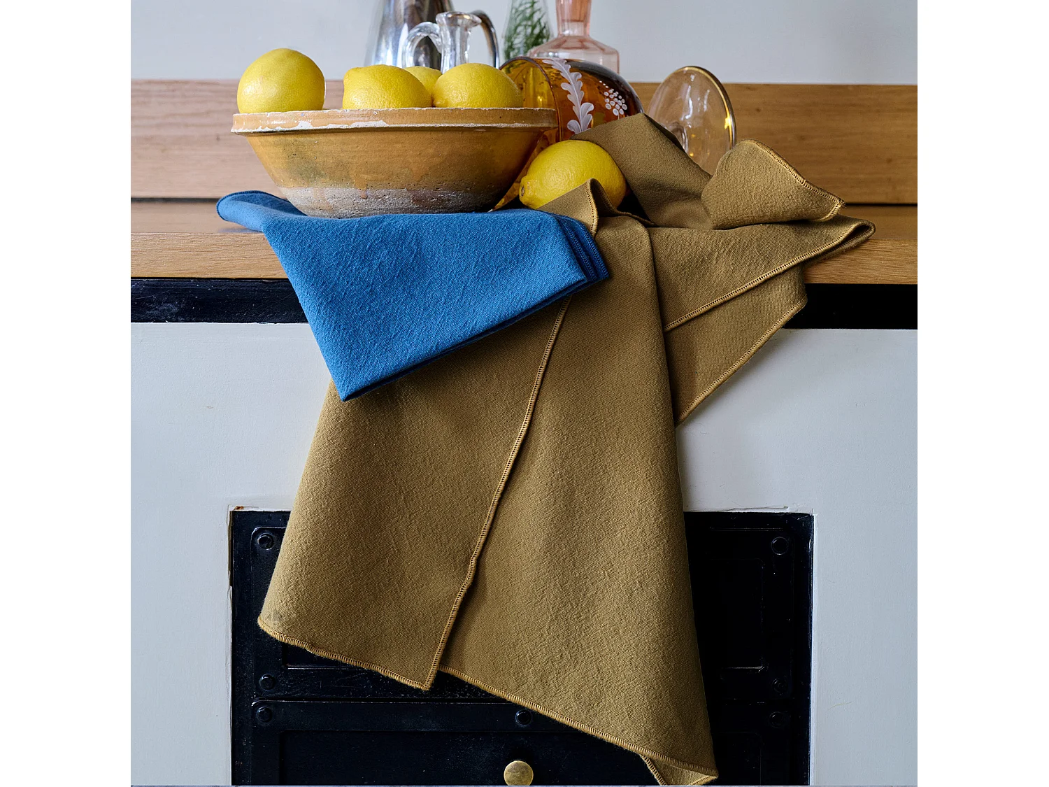 Lot de 3 torchons de cuisine coton 50x70 cm HONO marron foin