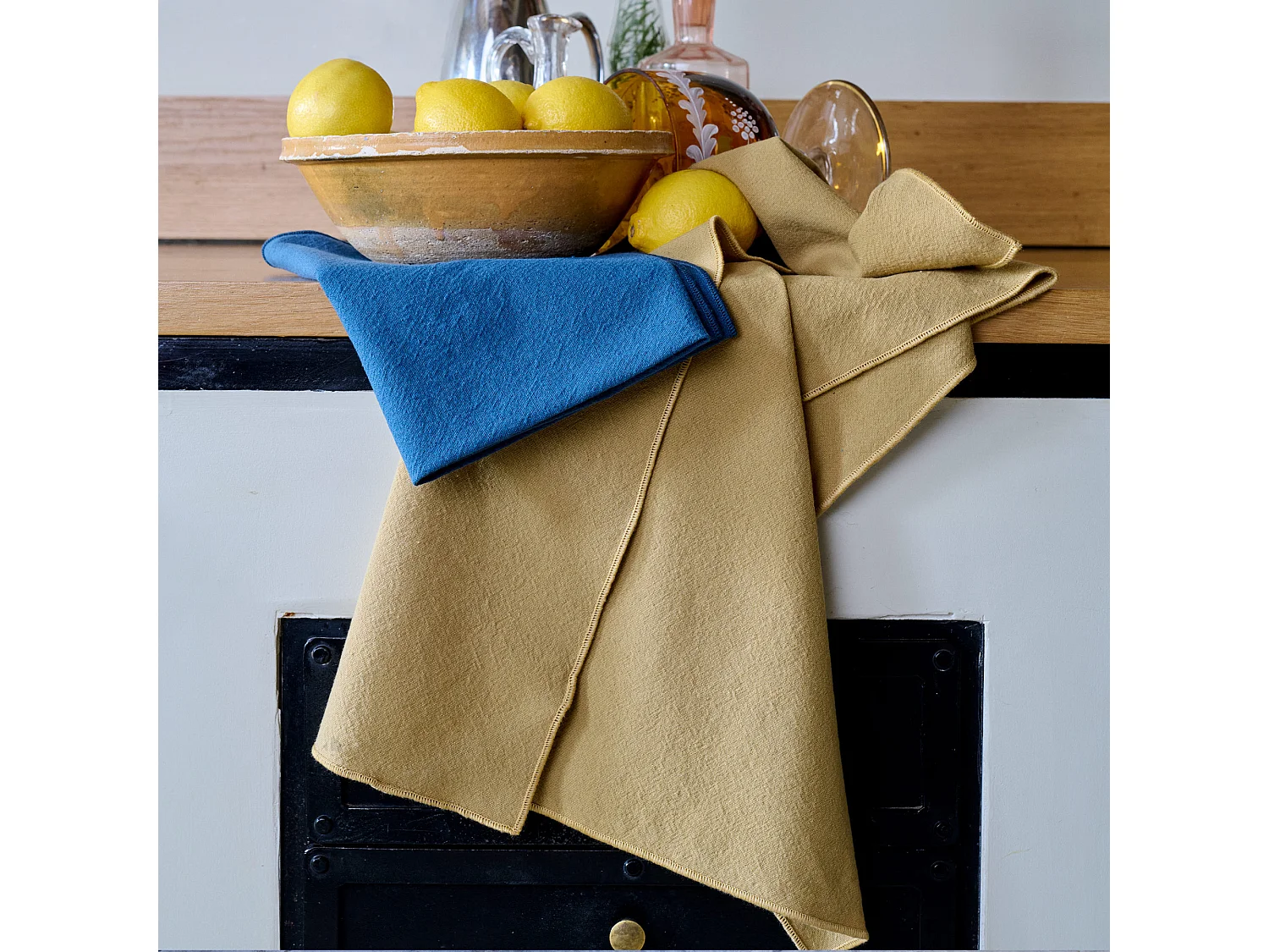 Lot de 3 torchons de cuisine coton 50x70 cm HONO marron houblon