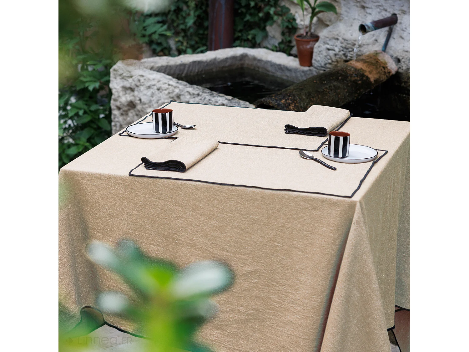 Lot de 3 torchons de cuisine coton 50x70 cm HONO beige sable