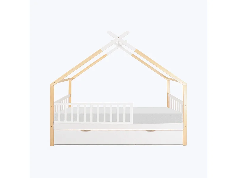 Ensemble lit Cabane enfant Odyssée Barr. Tiroir sommier Matelas 90x190