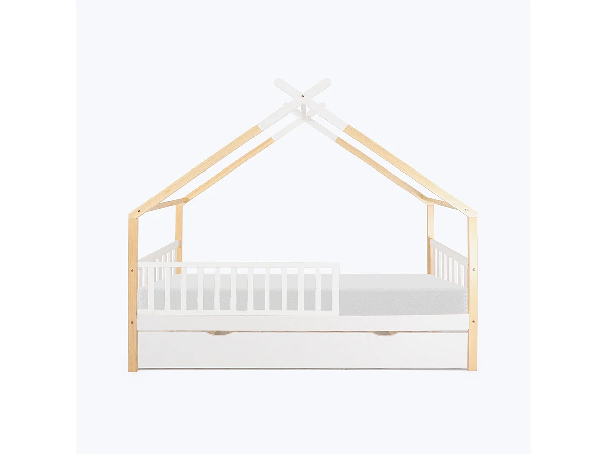 Ensemble lit Cabane enfant Odyssée Barr. Tiroir sommier Matelas 90x190