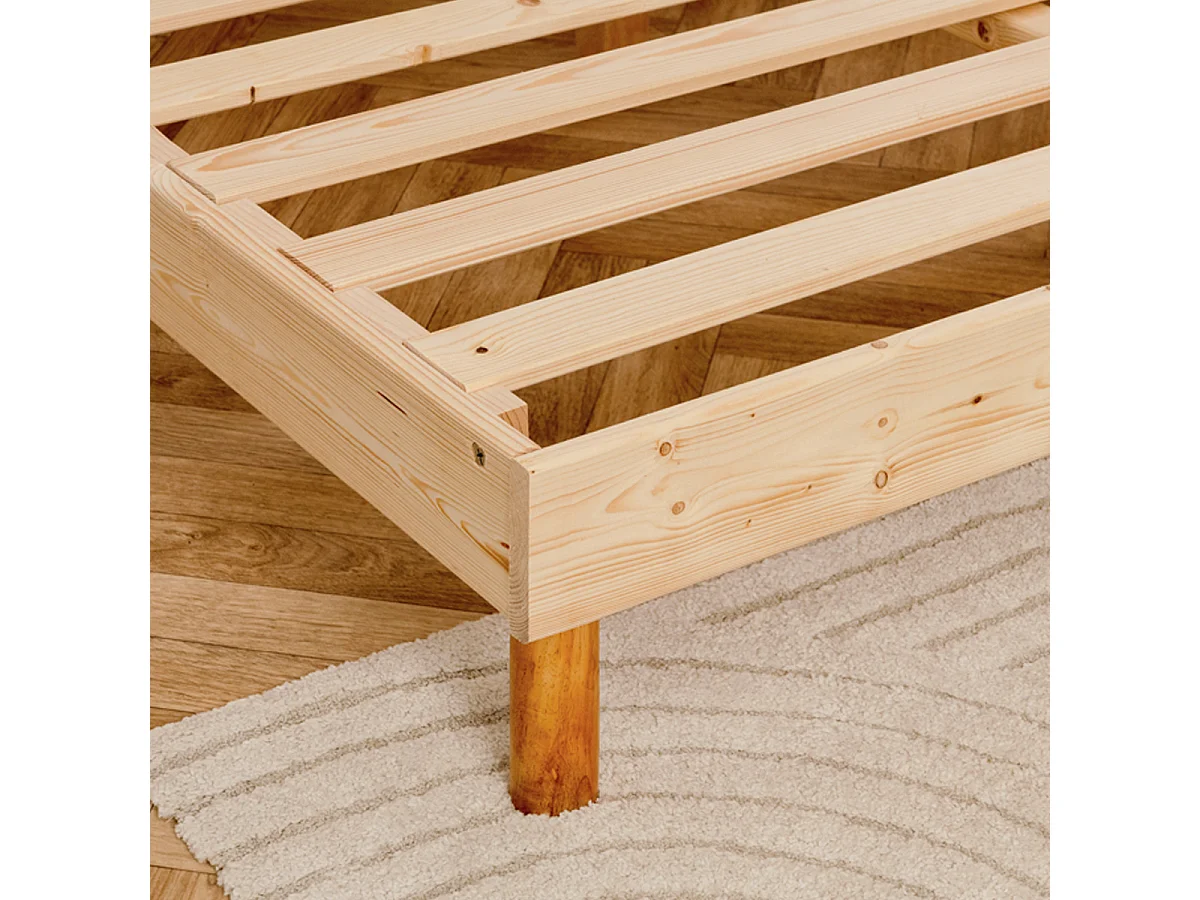 Sommier tapissier à lattes recouvertes Beige 140x200cm