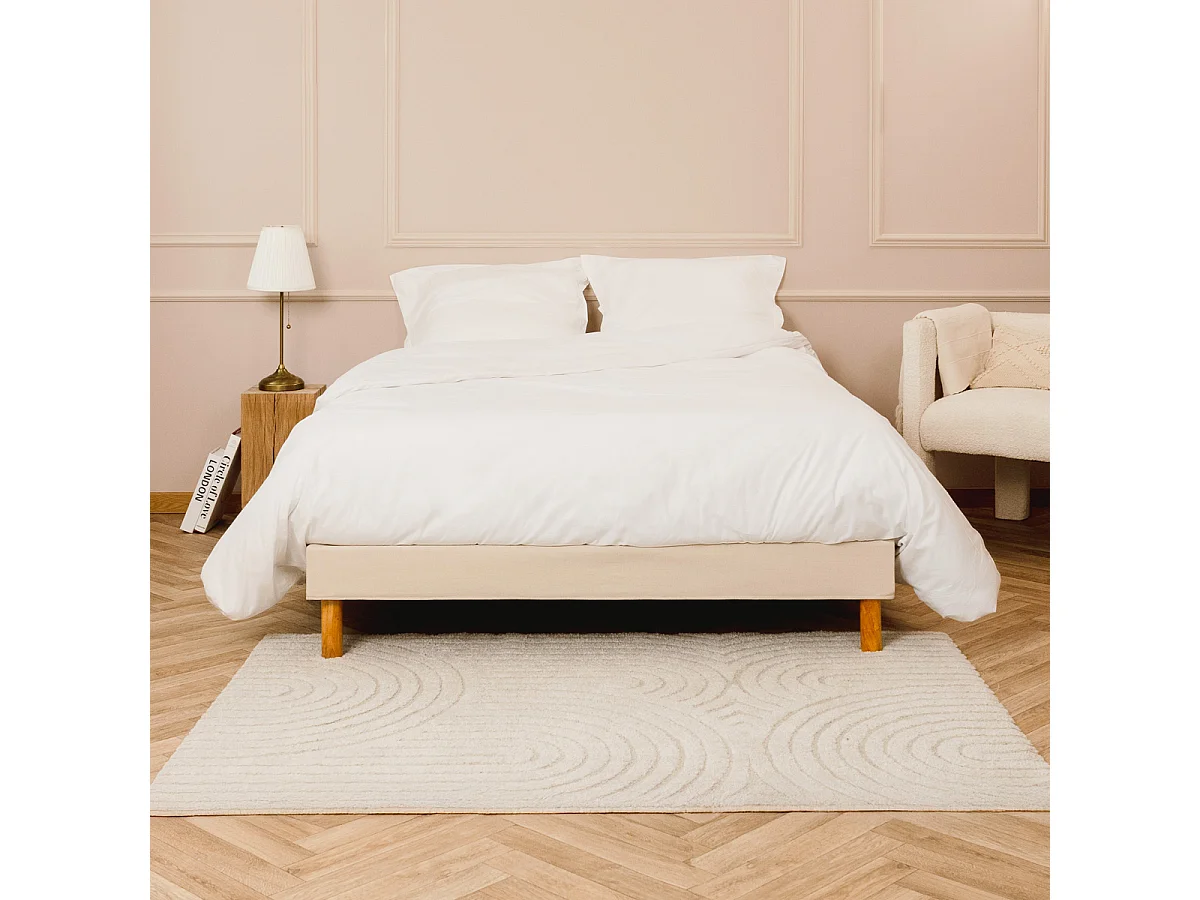Sommier tapissier à lattes recouvertes Beige 140x190cm