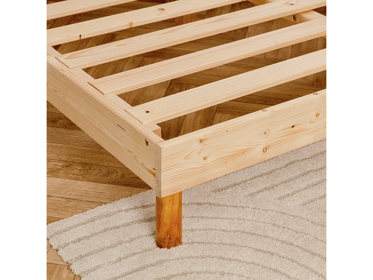 Sommier tapissier à lattes recouvertes Bleu Marine 140x200cm