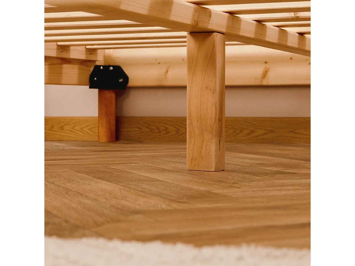 Sommier tapissier à lattes recouvertes Beige 160x200cm