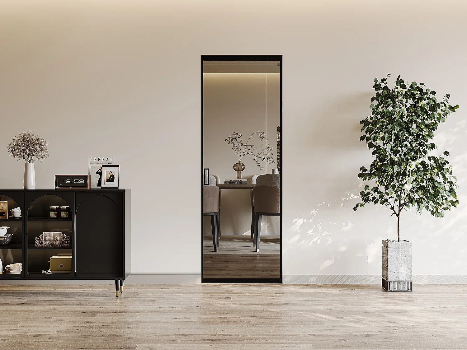 Porta scorrevole con sistema a incasso H205 x L63 cm Alluminio e Vetro temperato fumé - LINCI II