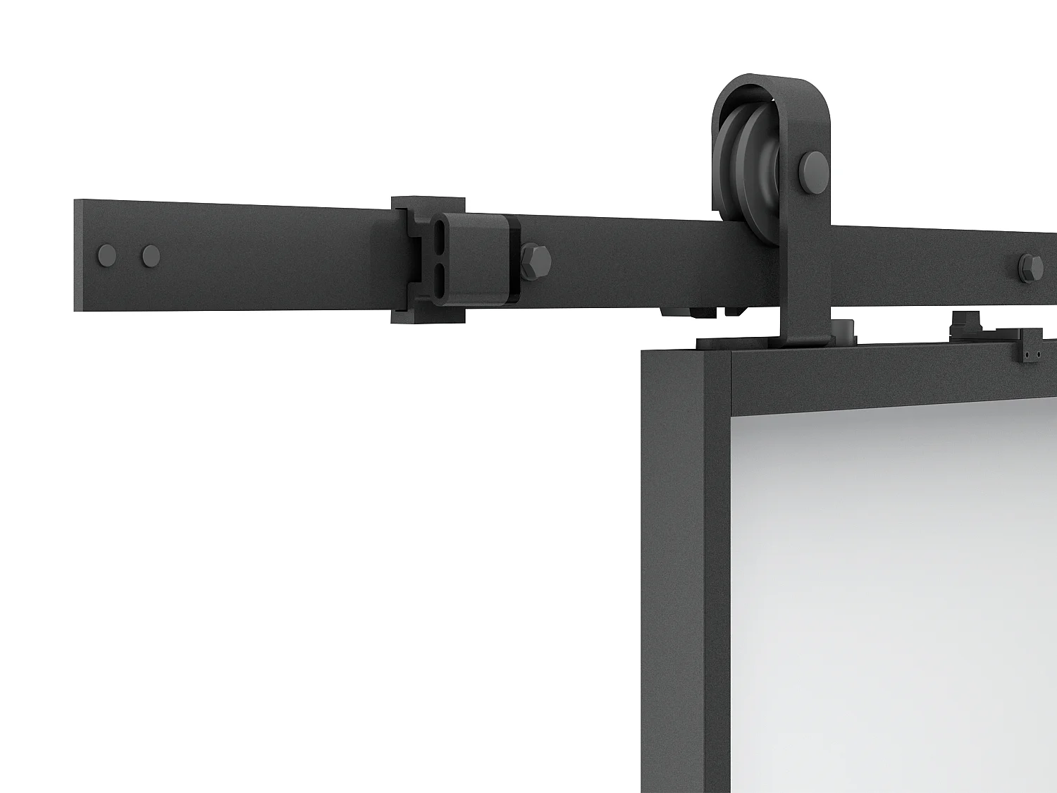 Dobbel skyvedør med overflatemontert system - aluminium og røkt herdet glass - 2 x H205 x L73 cm - LINCI II