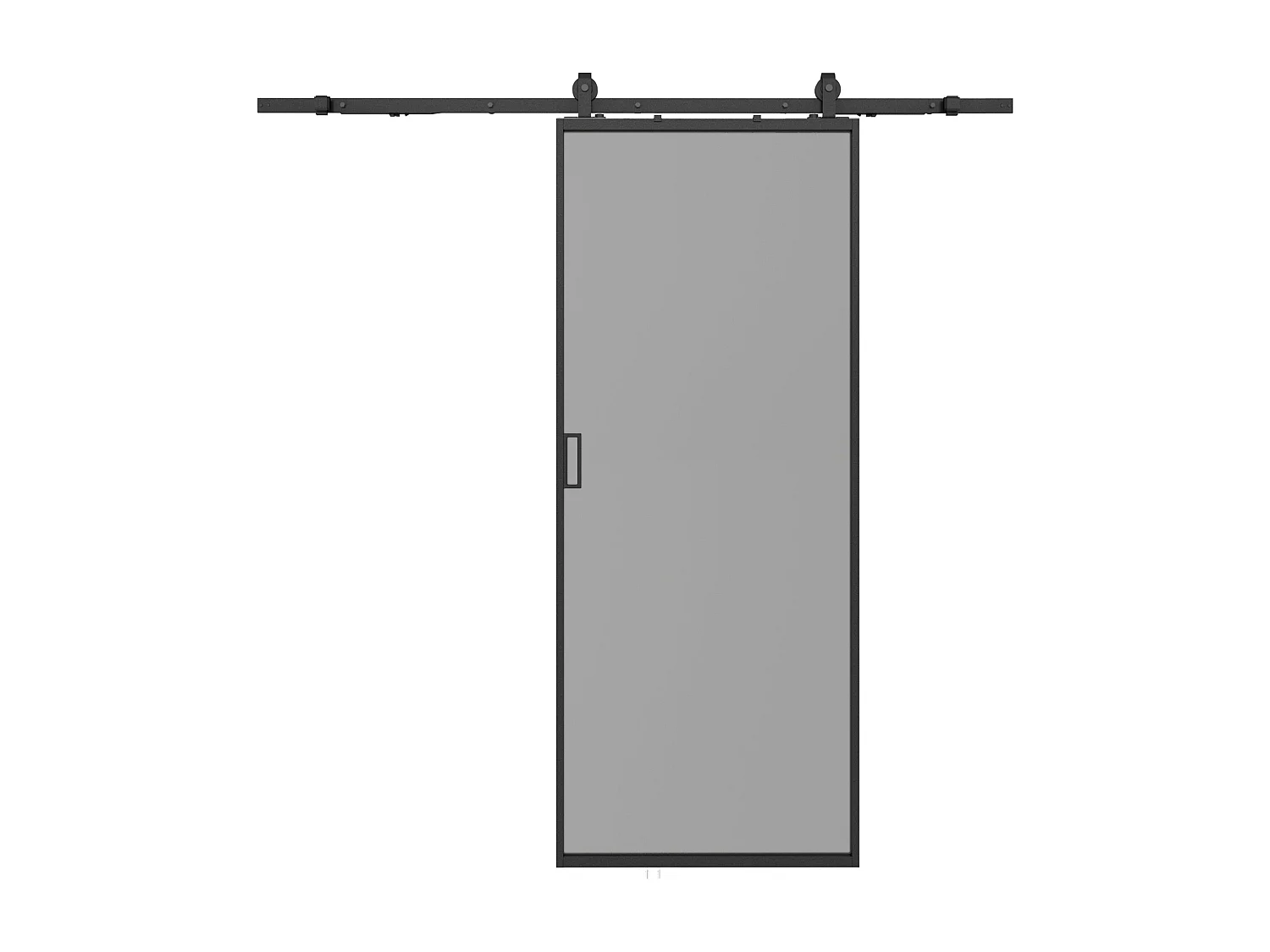 Skyvedør med utenpåliggende system - aluminium og røykfarget herdet glass - H205 x L83 cm - LINCI II