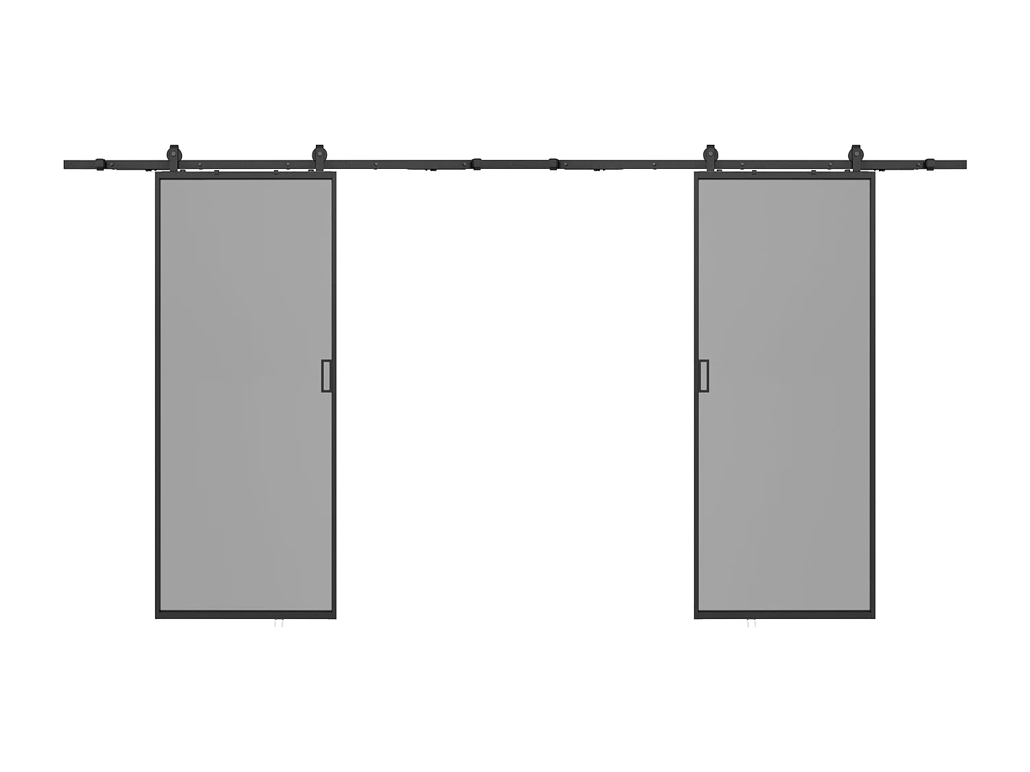 Dubbele schuifdeur met ophangsysteem - Aluminium en gerookt gehard glas - 2 x H205 x B83 cm - LINCI II