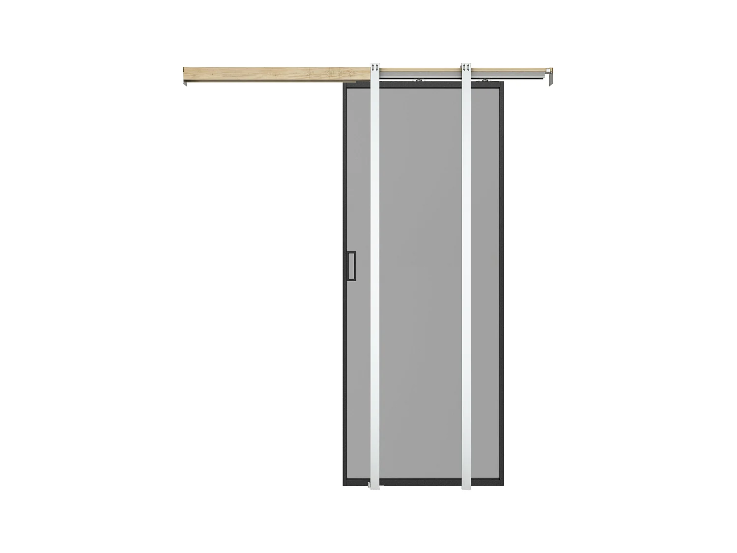 Porte coulissante avec système à galandage - aluminium et verre trempé fumé - H205 x L93 cm - LINCI II